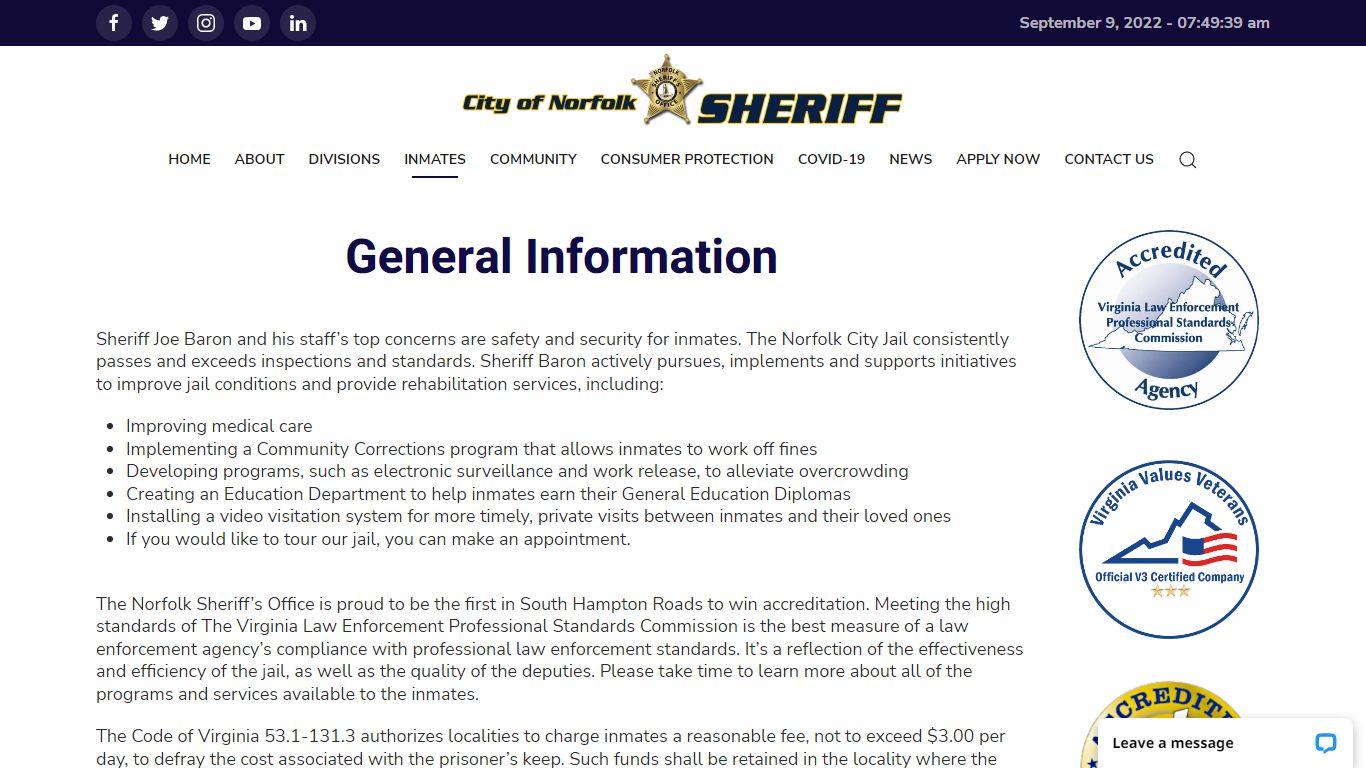 General Information - norfolk-sheriff.com